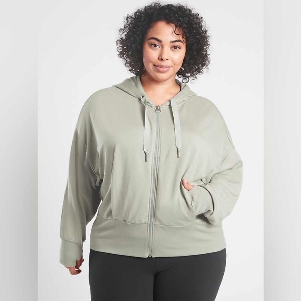 Athleta Women’s Balance Full Zip Hooded Sweatshirt in Sage Green Size L